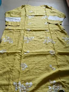 Yellow Embroidered Kurti Xxl