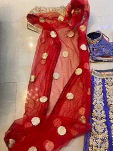 Beautiful Blue N Red Lehnga