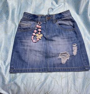 Ripped Denim Mini Skirt
