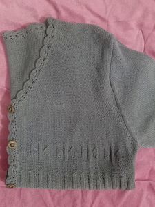 Grey Knit Top Crochet Casual