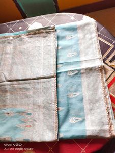 Light Blue Woven Fabric with Paisley Detail
