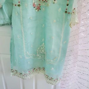 Elegant Mint Green Embroidered Salwar Kameez