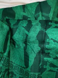 Green Plain Saree With VERY BEAUTIFUL PALLU