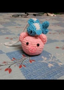 Crochet Piggy and fish charm ✨