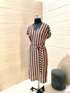 Zara  Striped Midi Dress