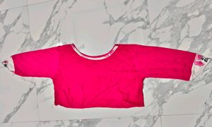 Pink Floral Readymade Saree Blouse