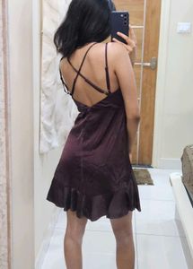 Miss Selfridge satin purple strappy dress