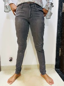 Gray Colour Straight Pant