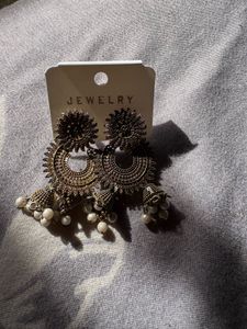 Jhumka Earrings with Pearl Details