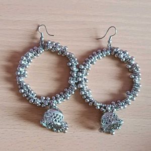 Boho Silver Jhumka Earrings