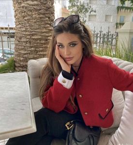 Zara Red Boucle Tweed Blazer(jacket)