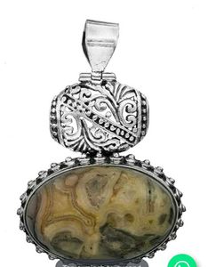 92.5 Gemstone With Lattice/ Malachite Pendent