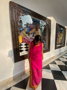 Bronz Women's Magenta Jacquard Kurta