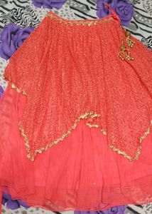 1 Day Offer 650 Designer Orange Crop Top Lehenga &amp;dupatta Golden Lass
