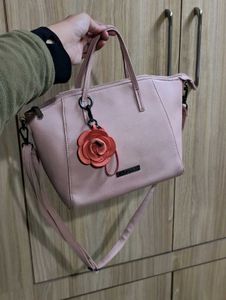 Caprese Peach-Coloured Solid Handheld Bag