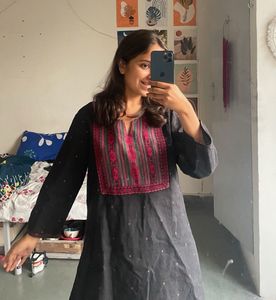 Embroidered Black Kurta