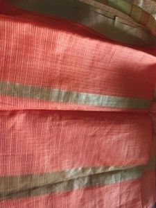 Pink &amp; Gold Woven Fabric Saree