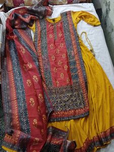 Rajasthani Embroidery Design Yellow Gown