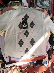 Argyle Pattern Knit Top