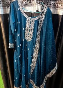 Teal Embroidered Salwar Kameez
