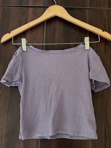 Lavender Fitted Crop Top