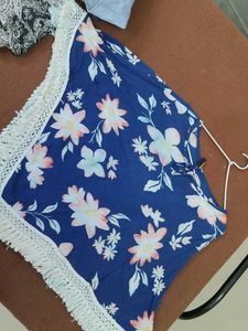 Blue Floral Cape Style Top