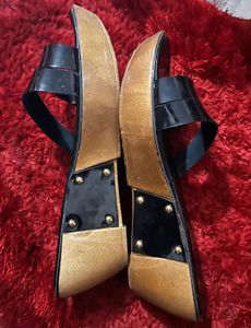 Slide on black wedges
