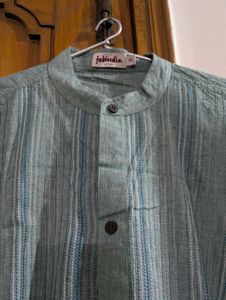 Green Embroidery Short Kurta For Men