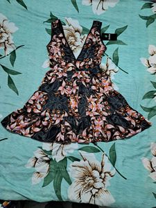 Shein bohemian deep neck Floral Print Mini Dress