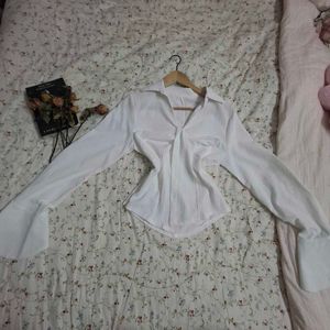 🤍 Brand New White Knotted Placket Blouse