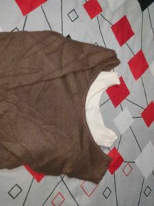 Brown Ribbed Mock Layered Pullover