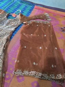 Elegant Brown Embellished Ethnic Gown