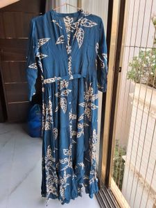 Teal Blue Maxi Dress With Belt
