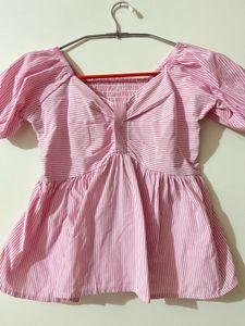 Striped Pink Peplum Top