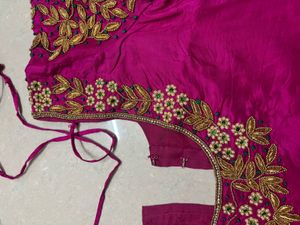 Bridal Aari heavy worked Silk Pink Blouse