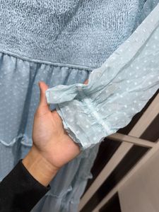 Light Blue Tiered Midi Dress
