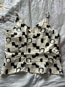 Patterned Button-Down Tank Top