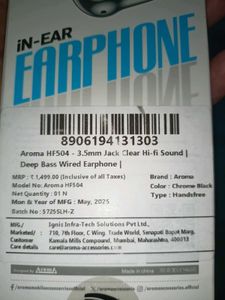 Aroma HF504 In-Ear Earphones