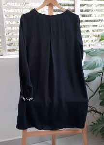 Elegant Black Dress with Pearl Detail