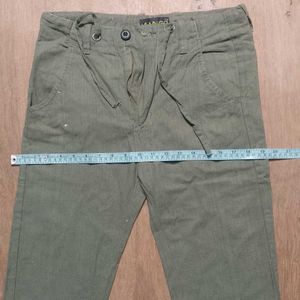 Green Casual Drawstring Pants