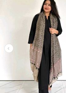 Black Kurti with Printed Scarf
