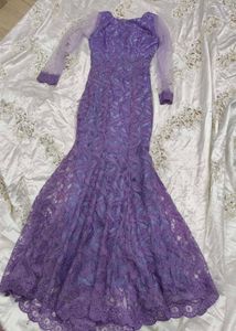 Elegant Purple Lace Gown