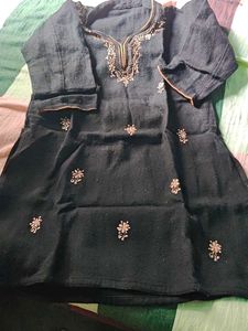 Embroidered Black Kurti Tunic