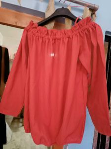 Moda Rapido S Rust Orange Off Shoulder Stylish Top