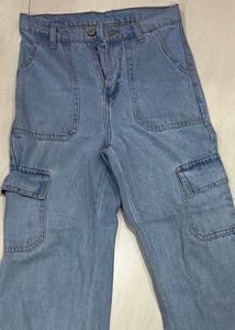 Blue Denim Cargo Pants
