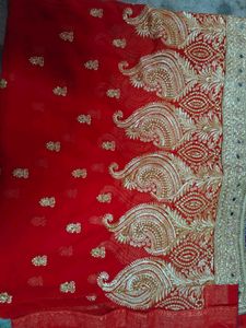 Tranding Wedding Party Bride Mirror Work Saree Set