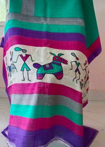 Raw Silk Green Printed Saree