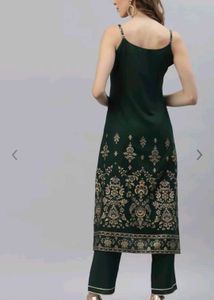 Emerald Green Printed Kurti Set