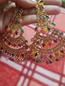 Punjabi Style Earring With Maang Tikka