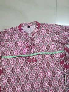 Pink Diamond Print Kurti Set